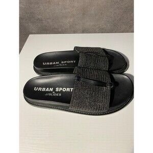 Urban Sport by J/Slides Black Woven Straw Raffia Thong Sandals Women’s Size 10